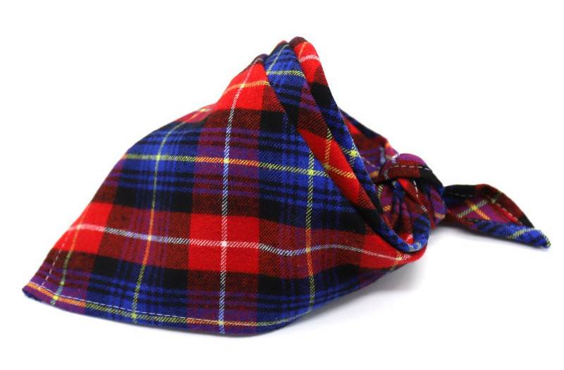 Blue & Red Plaid Pet Bandanna - Pet Panache Boutique