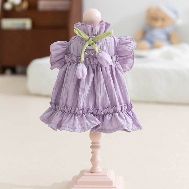 Blush pink or purple Lilac Tulip Pet Dress by Pet Panache Boutique, featuring a floral design for small dogs or pets.