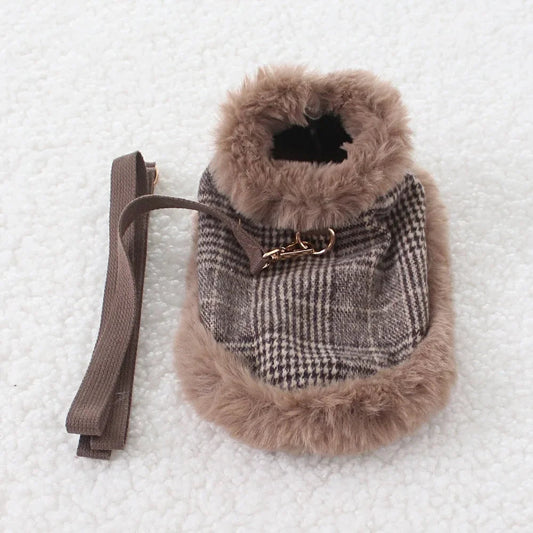 Brown Plaid Tweed Pet Vest & Leash - Pet Panache Boutique