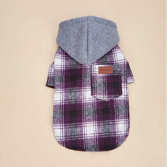 Burgundy Plaid Pet Hoodie - Pet Panache Boutique