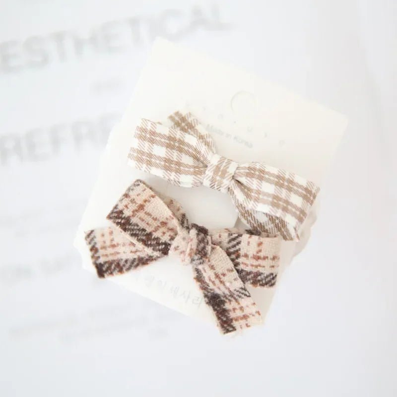 Caramel Plaid Pet Hair Bow Clips - Pet Panache Boutique