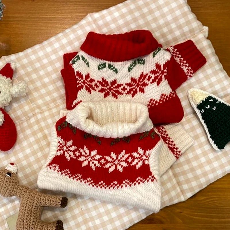 Christmas Poinsettia Pet Sweater - Pet Panache Boutique