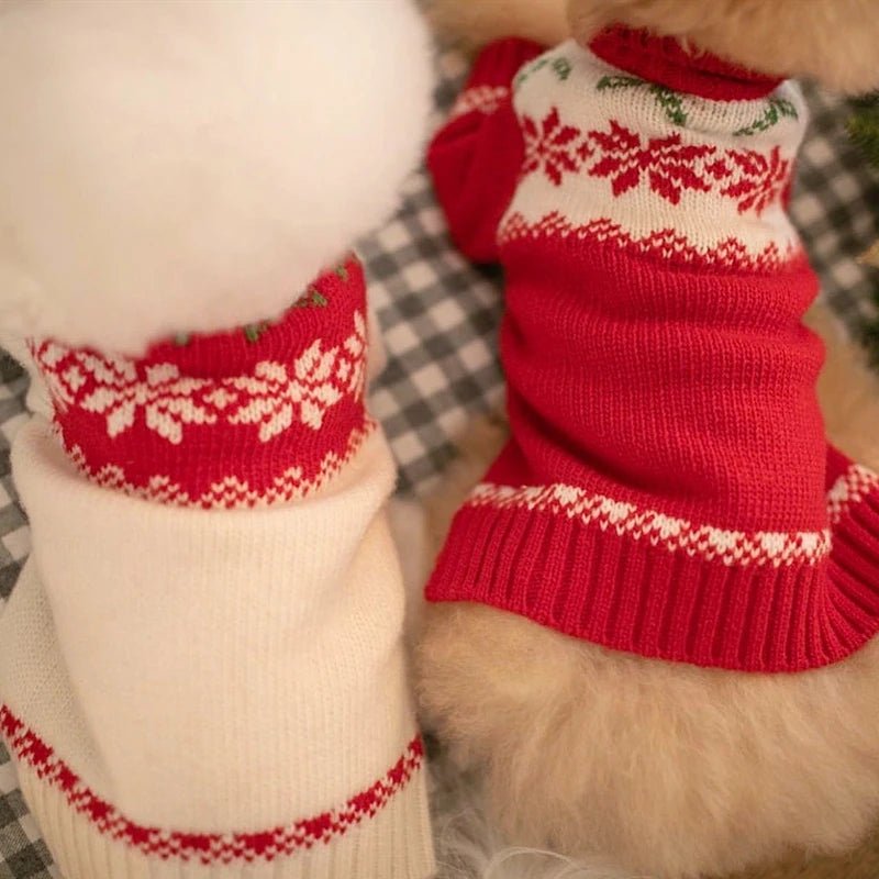 Christmas Poinsettia Pet Sweater - Pet Panache Boutique