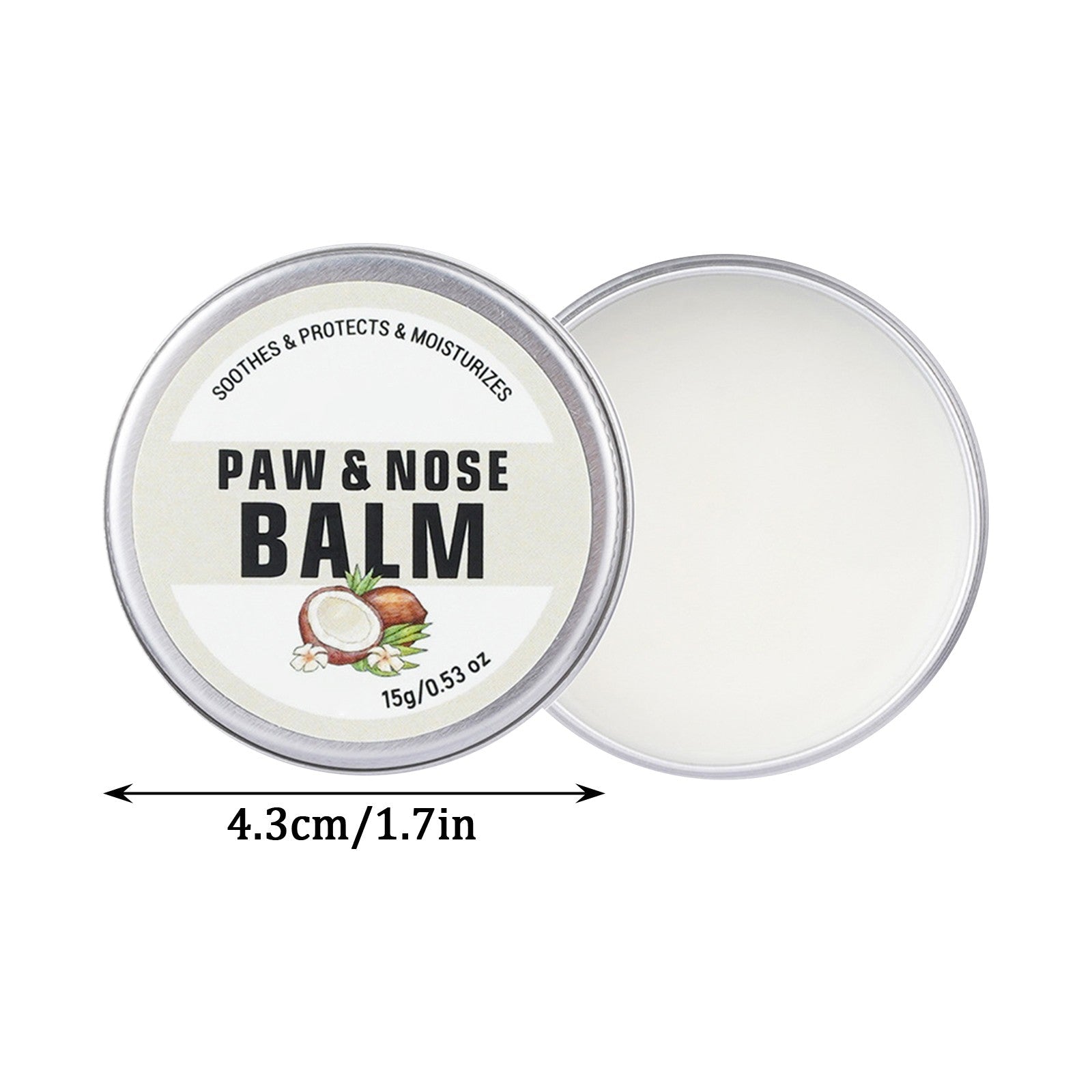 Coconut Paw & Nose Balm by Pet Panache Boutique, featuring a smooth texture in a jar, ideal for pet grooming.