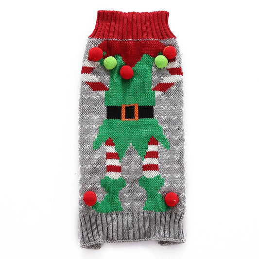 Elf Pompom Holiday Sweater - Pet Panache Boutique
