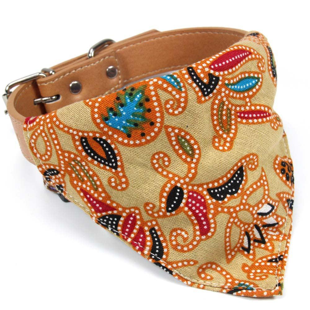 Gold Paisley Bandanna Pet Collar - Pet Panache Boutique