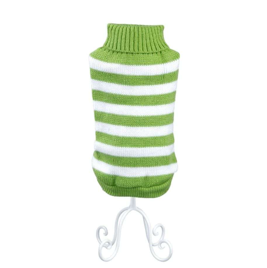 Green Striped Pet Sweater - Pet Panache Boutique