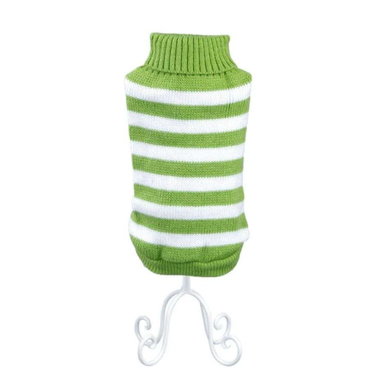 Green Striped Pet Sweater - Pet Panache Boutique