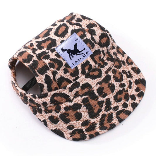 Leopard pet hat from Pet Panache Boutique featuring a stylish animal accessory for small pets.