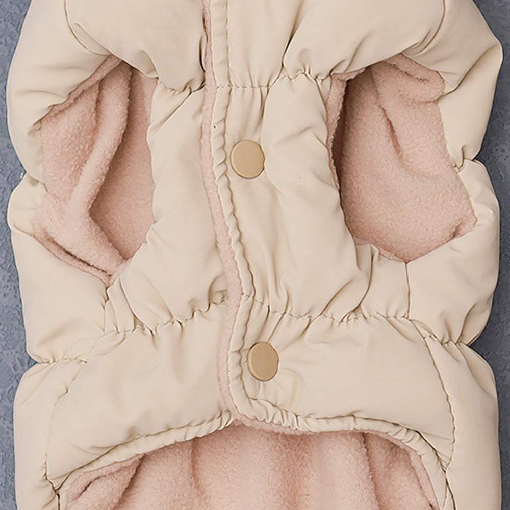 Light blue, pink, and beige pet vest by Pet Panache Boutique, featuring a cozy and stylish design for small pets.