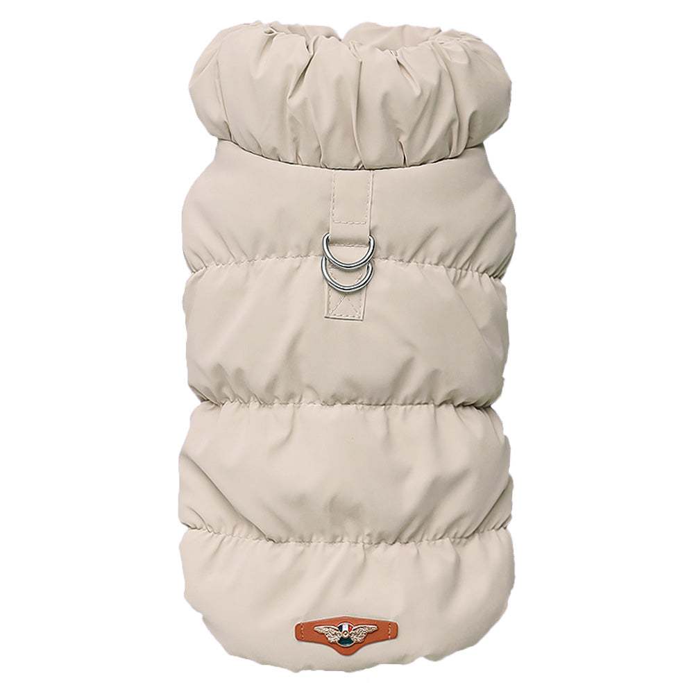 Light blue, pink, and beige pet vest from Pet Panache Boutique, designed for small dogs or cats, with soft fabric and stylish fit.