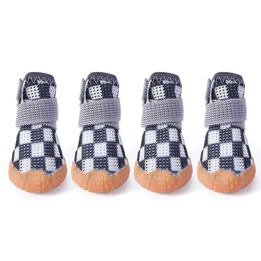 Navy Blue Checkerboard Pet Rain Boots - Pet Panache Boutique