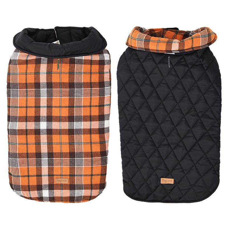 Navy & Orange Reversible Plaid Pet Vest - Pet Panache Boutique