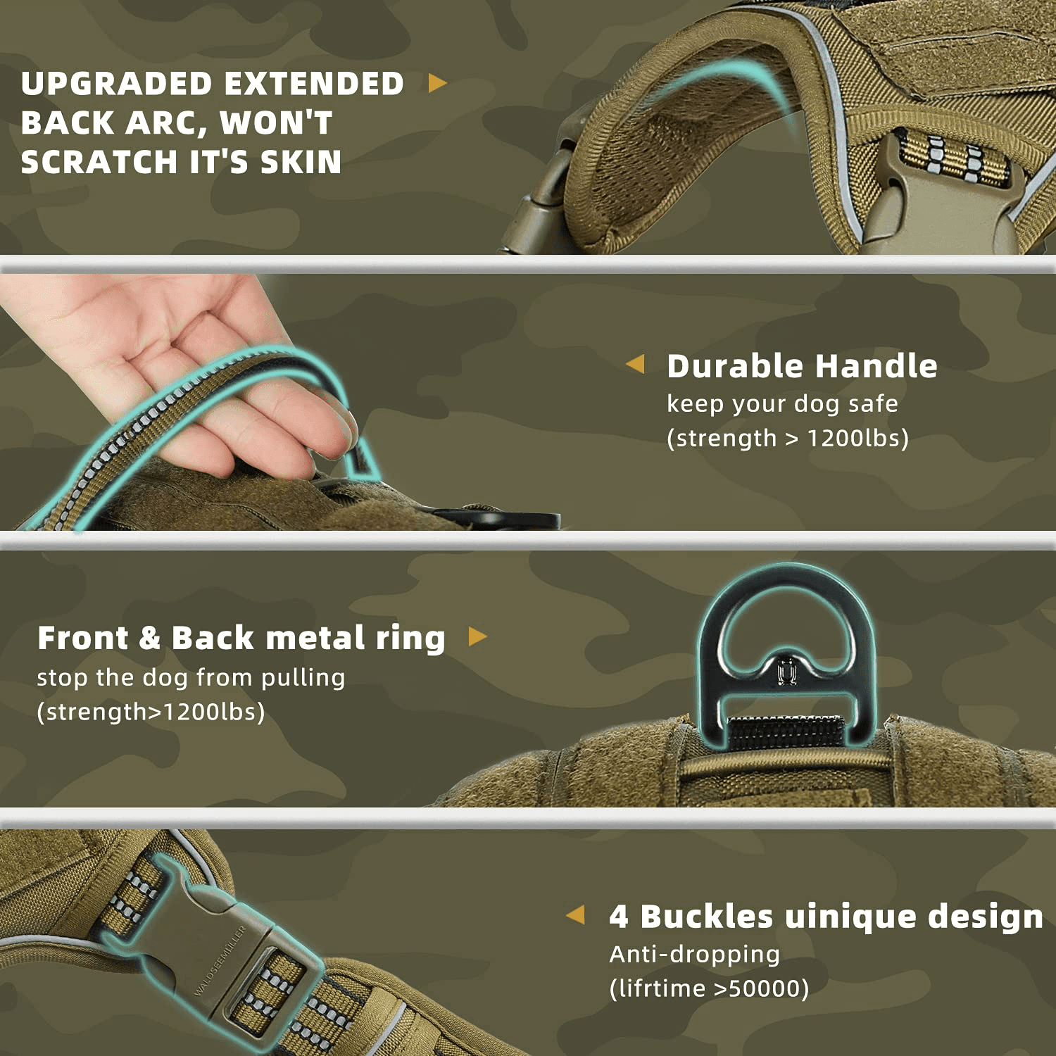 Olive Green Reflective No - Pull Pet Harness - Pet Panache Boutique