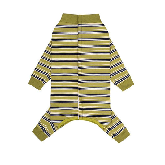 Olive Green Striped Pet Pajamas - Pet Panache Boutique