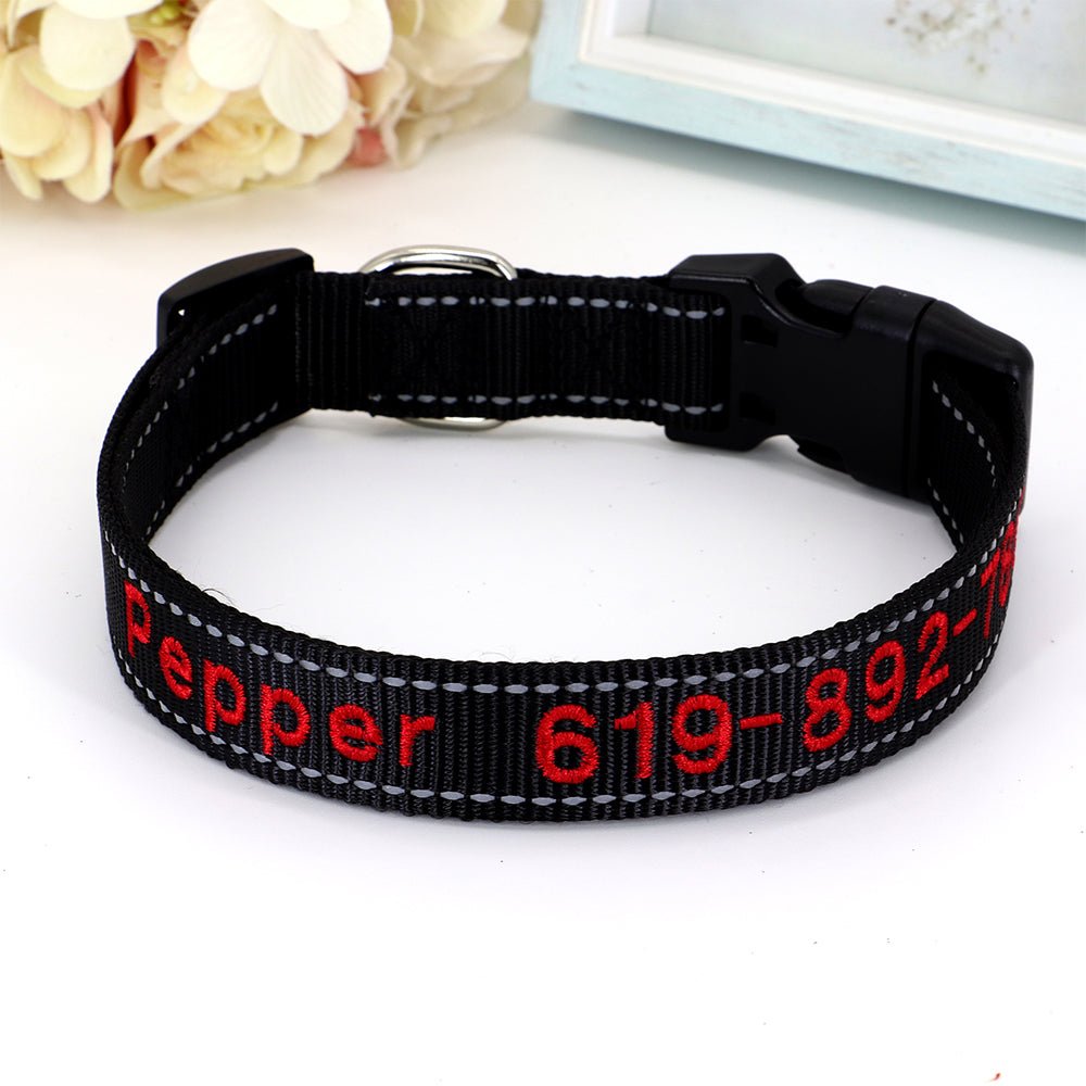 Personalized Black Nylon Pet Collar - Pet Panache Boutique