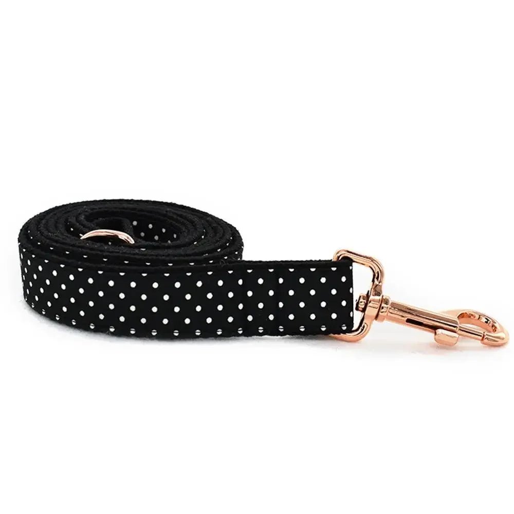 Personalized Black & White Polka Dot Pet Collar & Leash Set - Pet Panache Boutique