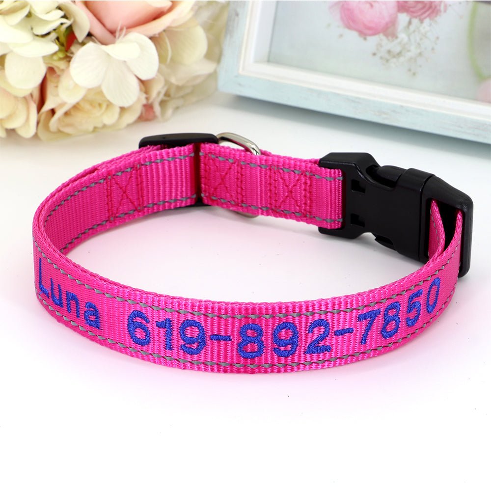 Personalized Bubble Gum Pink Nylon Pet Collar - Pet Panache Boutique