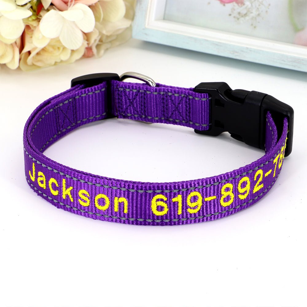 Personalized Majestic Purple Nylon Pet Collar - Pet Panache Boutique