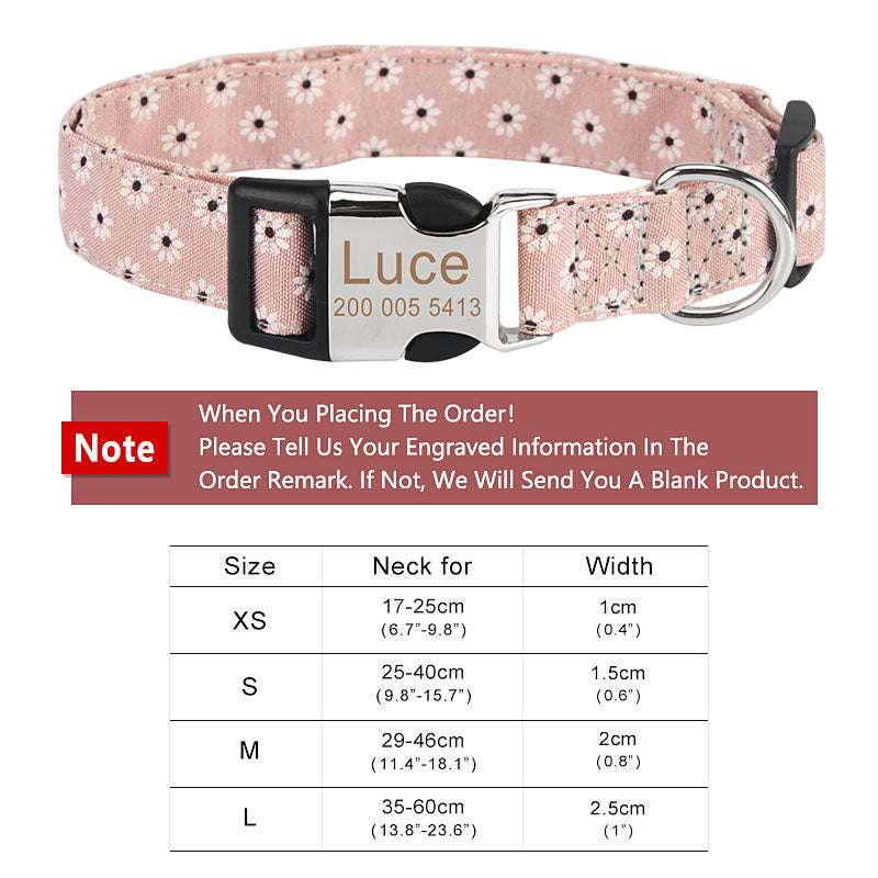 Personalized Pet Collars White Flower Pattern - Pet Panache Boutique