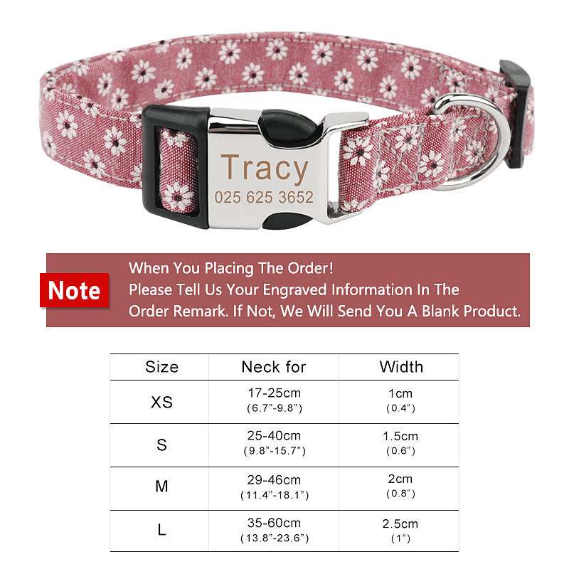 Personalized Pet Collars White Flower Pattern - Pet Panache Boutique