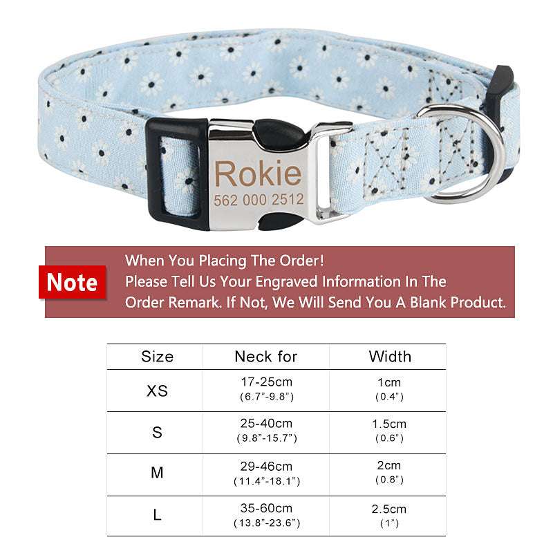 Personalized Pet Collars White Flower Pattern - Pet Panache Boutique