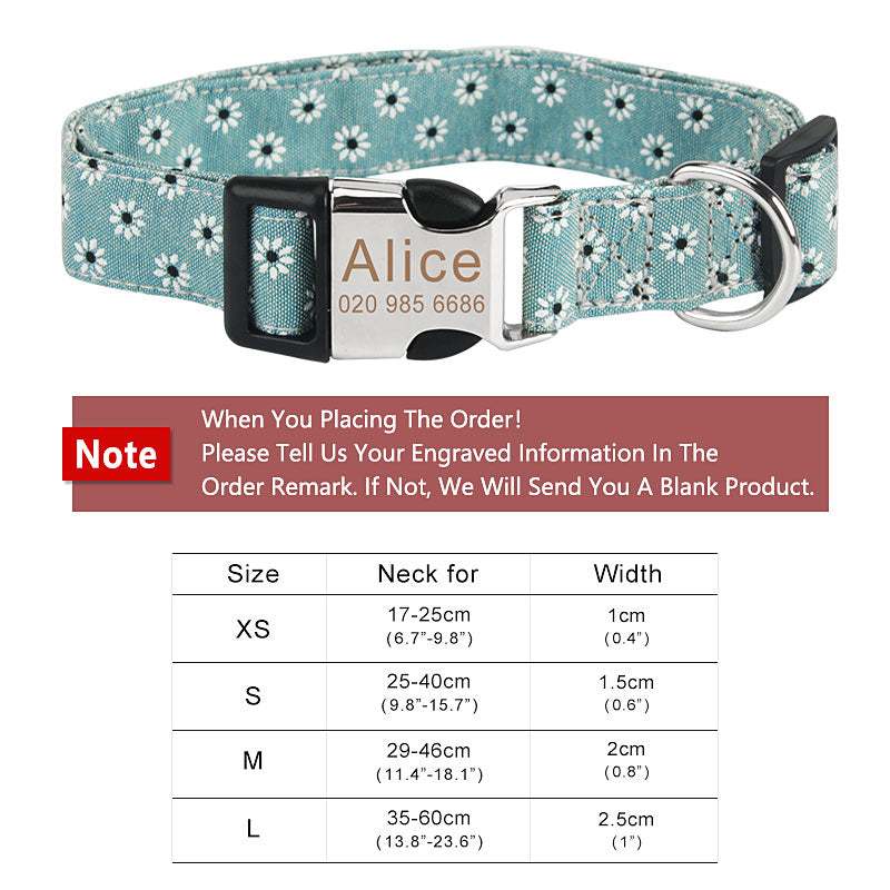 Personalized Pet Collars White Flower Pattern - Pet Panache Boutique