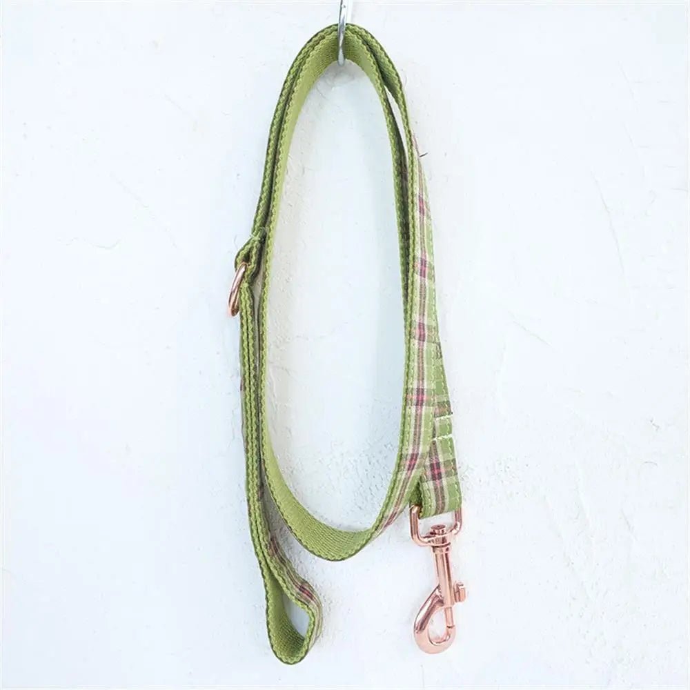 Personalized Plaid Holiday Pet Collar & Leash Set - Pet Panache Boutique