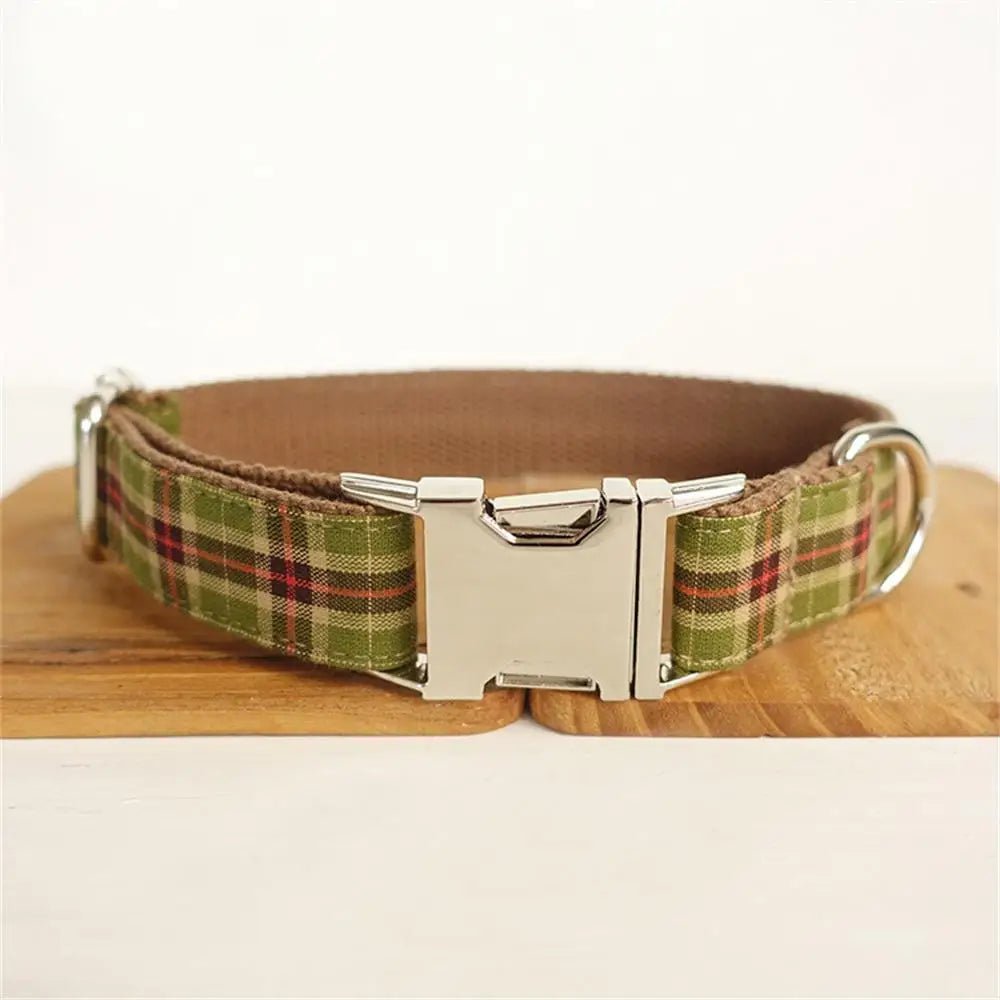 Personalized Plaid Holiday Pet Collar & Leash Set - Pet Panache Boutique
