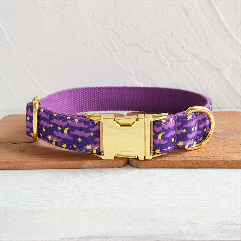 Personalized Purple Star Pattern Pet Collar & Leash Set - Pet Panache Boutique