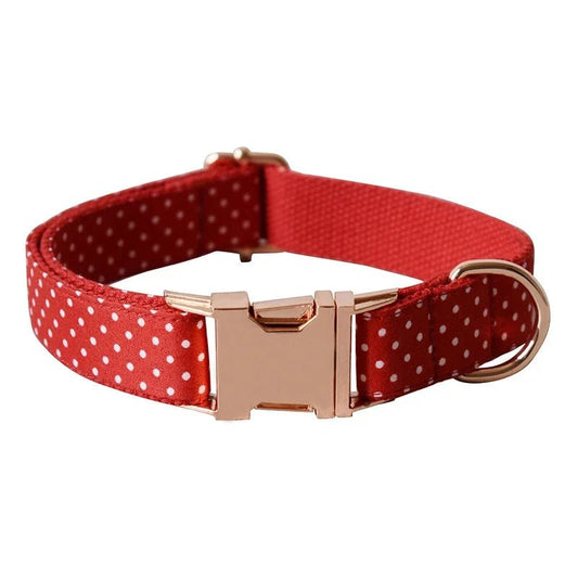Personalized Red & White Polka Dot Pet Collar & Leash Set - Pet Panache Boutique