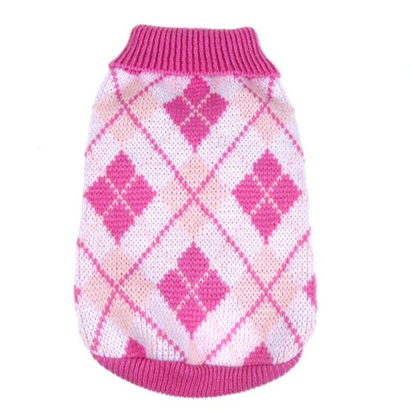 Pink Diamond Pattern Pet SweaterVest from Pet Panache Boutique, cozy knit sweater for small dogs and cats.
