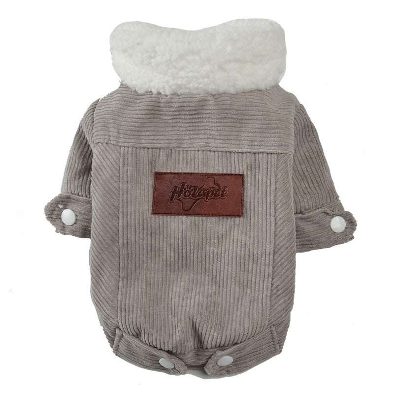 Pink or Gray Corduroy Fleece Trimmed Pet Jacket - Pet Panache Boutique