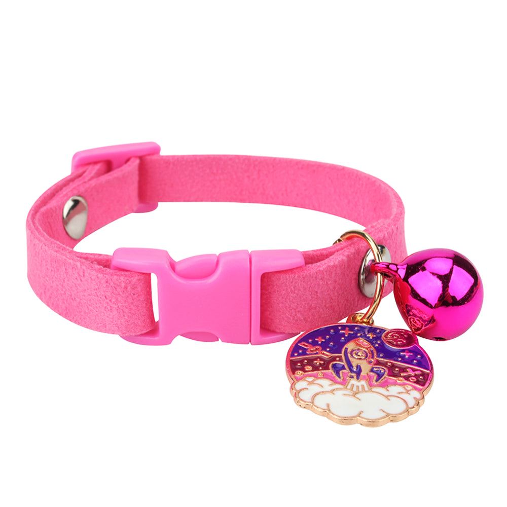 Pink or Hot Pink Velvet Cat Collar with Bell & Charm - Pet Panache Boutique