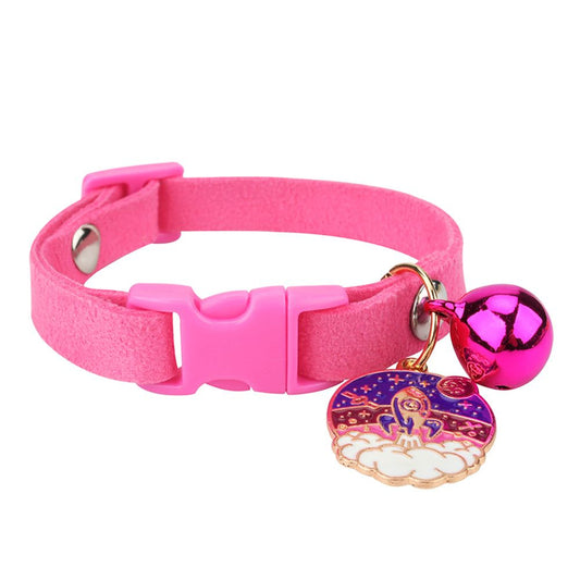 Pink or Hot Pink Velvet Cat Collar with Bell & Charm - Pet Panache Boutique