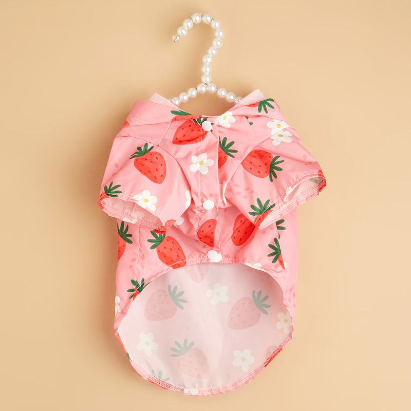 Pink Strawberry Pet Raincoat - Pet Panache Boutique