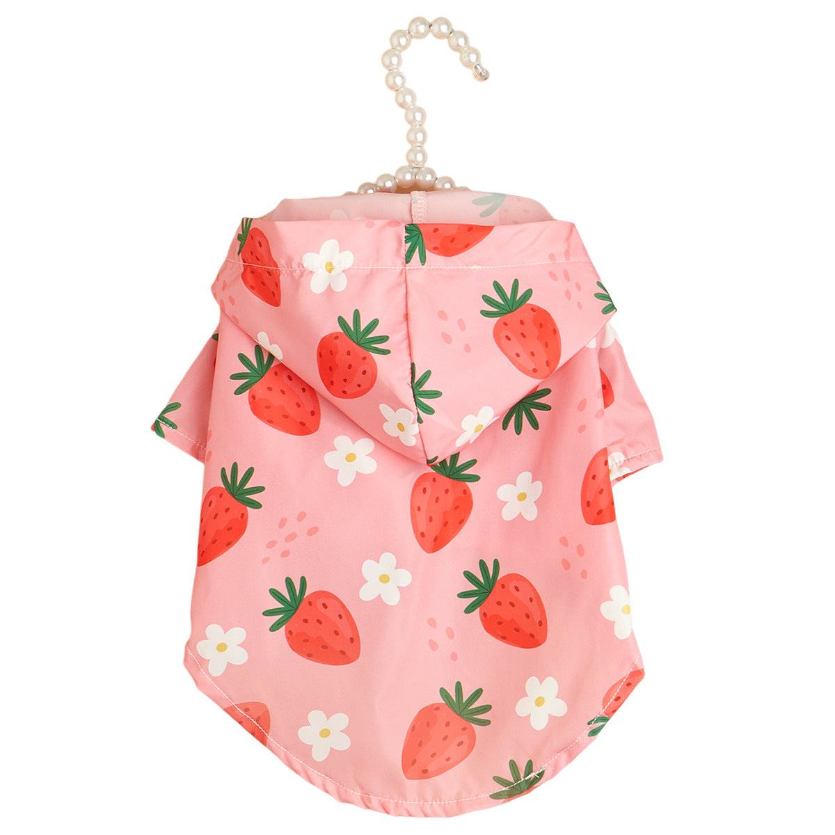 Pink Strawberry Pet Raincoat - Pet Panache Boutique