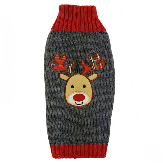 Plaid Reindeer Pet Sweater - Pet Panache Boutique