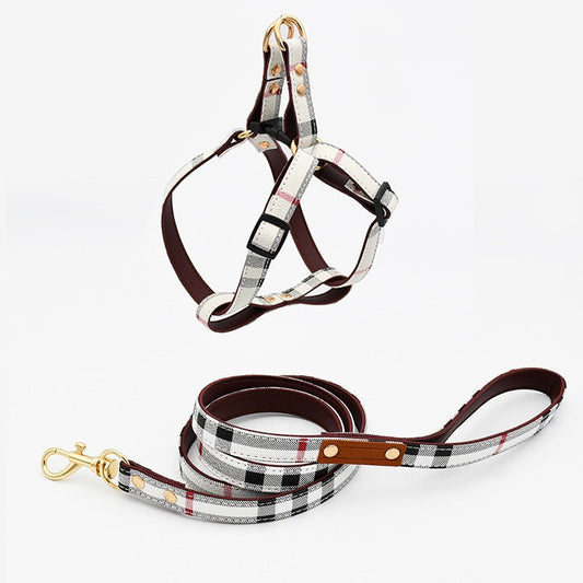 Plaid Small Dog Harness & Leash Set - Pet Panache Boutique