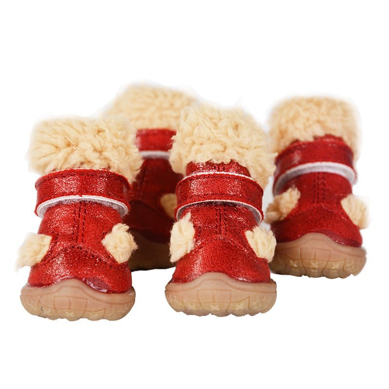 Red Fleece Pet Dog Boots - Pet Panache Boutique