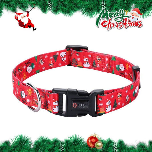 Red Holiday Pattern Pet Collar - Pet Panache Boutique