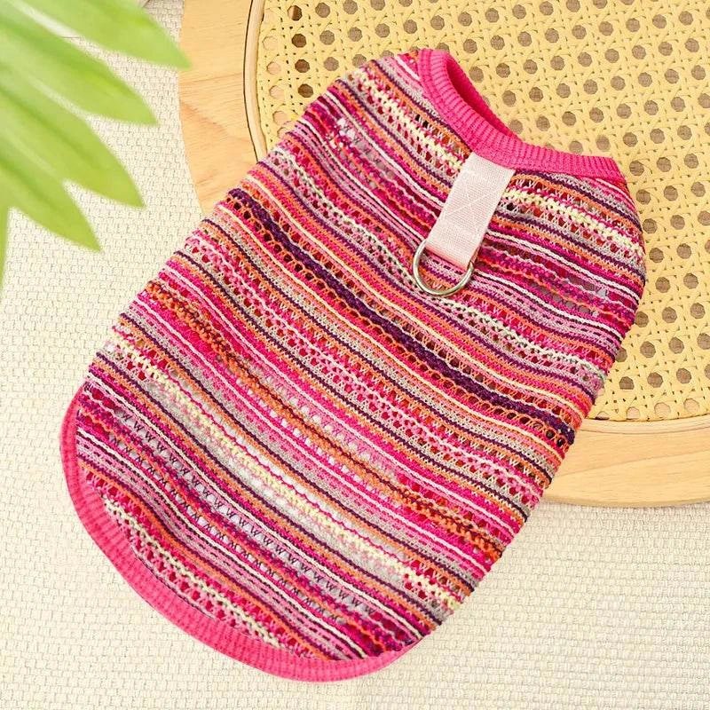 Red Southwest Striped Print Pet Vest - Pet Panache Boutique