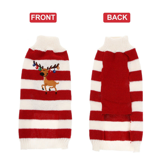 Red Striped Reindeer Christmas Sweater - Pet Panache Boutique