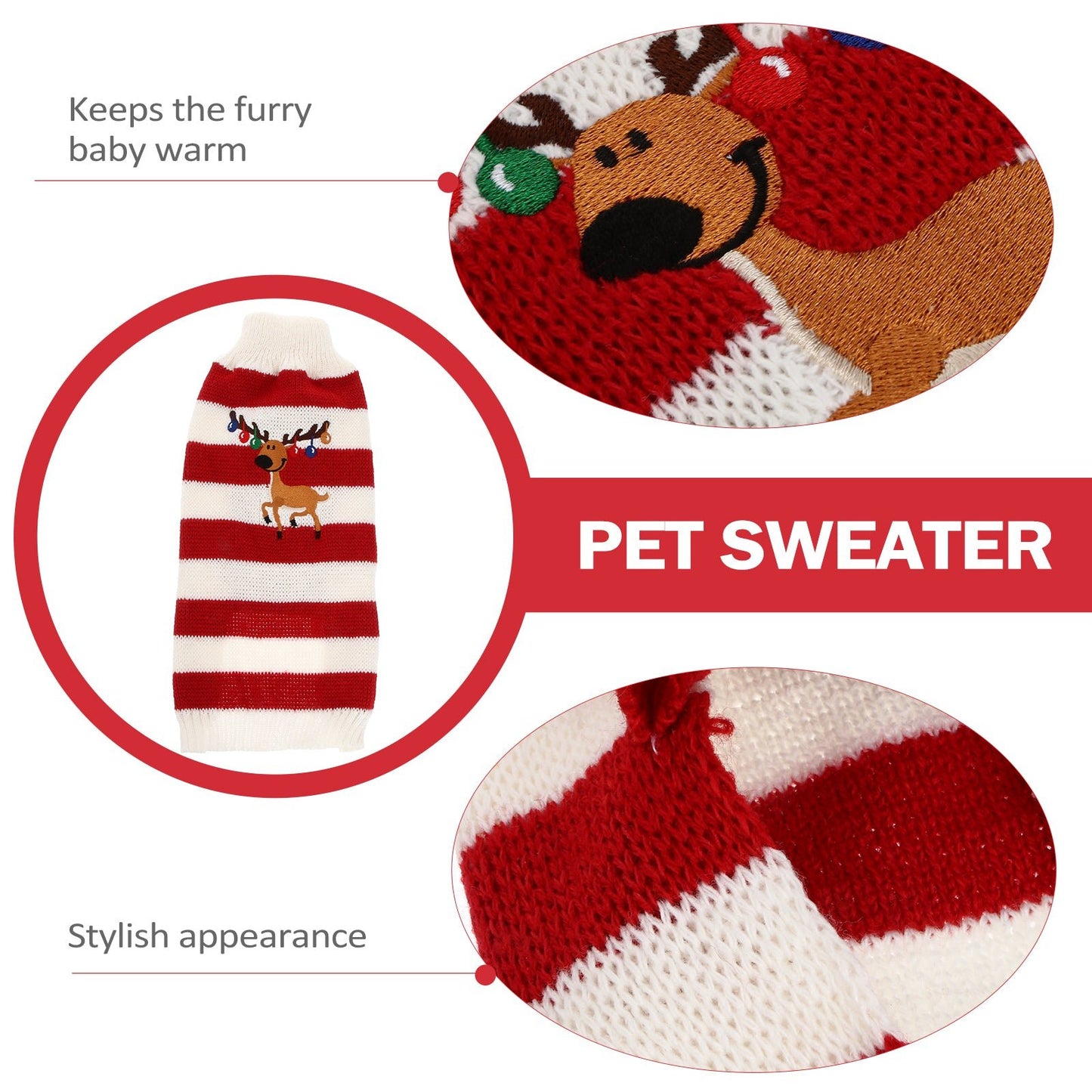 Red Striped Reindeer Christmas Sweater - Pet Panache Boutique
