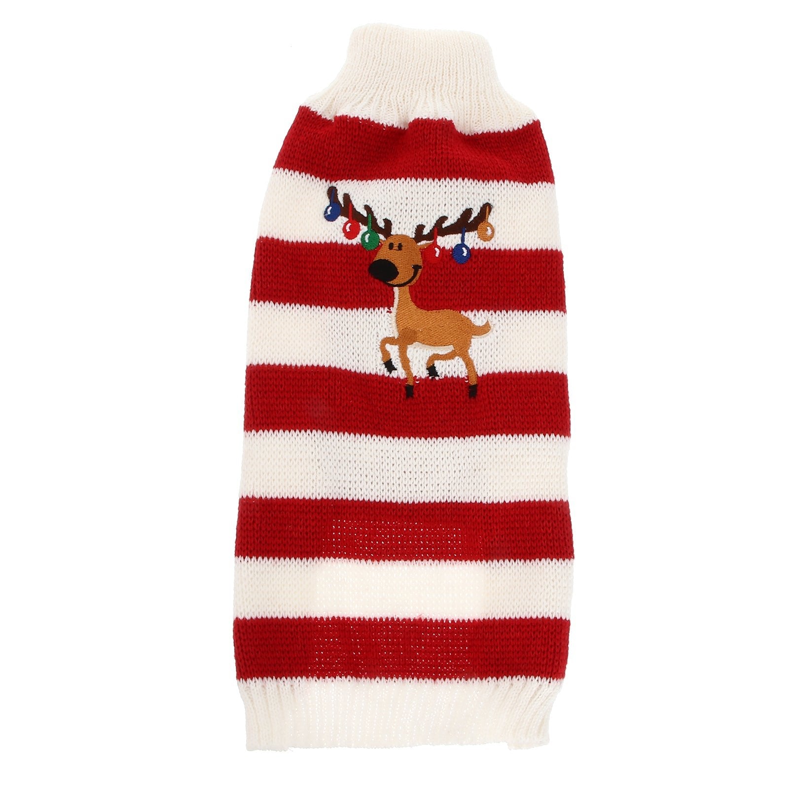 Red Striped Reindeer Christmas Sweater - Pet Panache Boutique