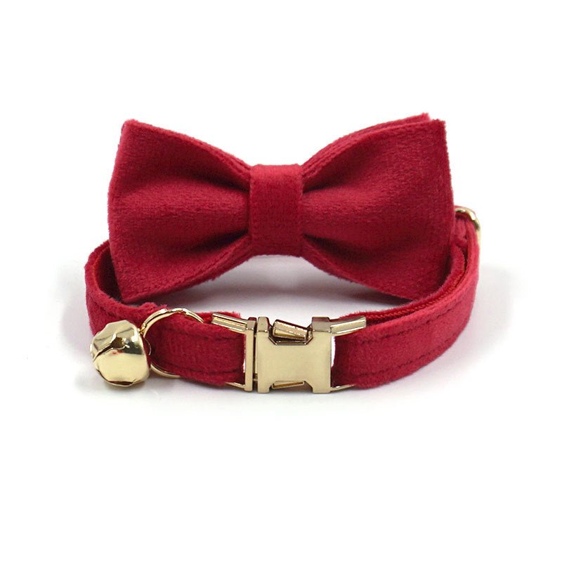 Red Velvet Pet Collar & Detachable Bow - Pet Panache Boutique