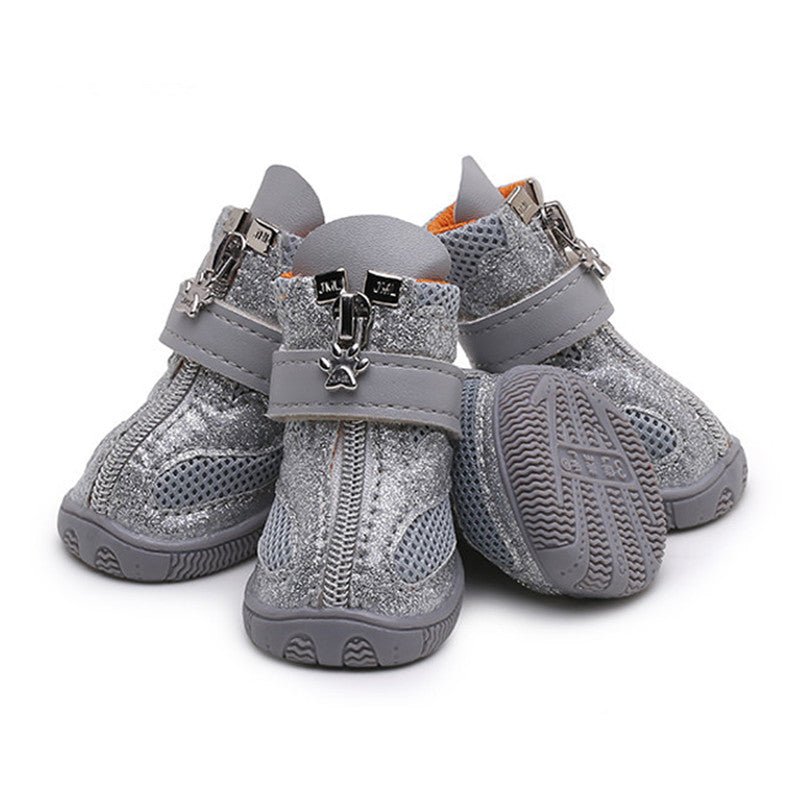 Silver or Silver/Teal Glitter Pet Boots - Pet Panache Boutique