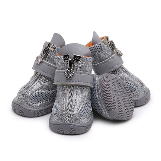 Silver or Silver/Teal Glitter Pet Boots - Pet Panache Boutique
