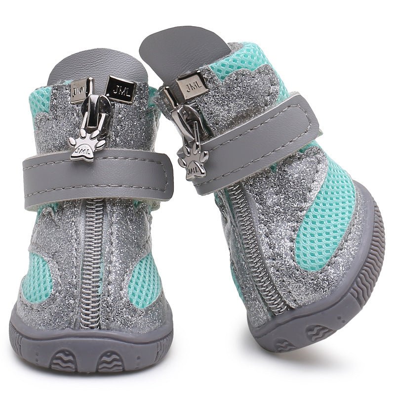 Silver or Silver/Teal Glitter Pet Boots - Pet Panache Boutique