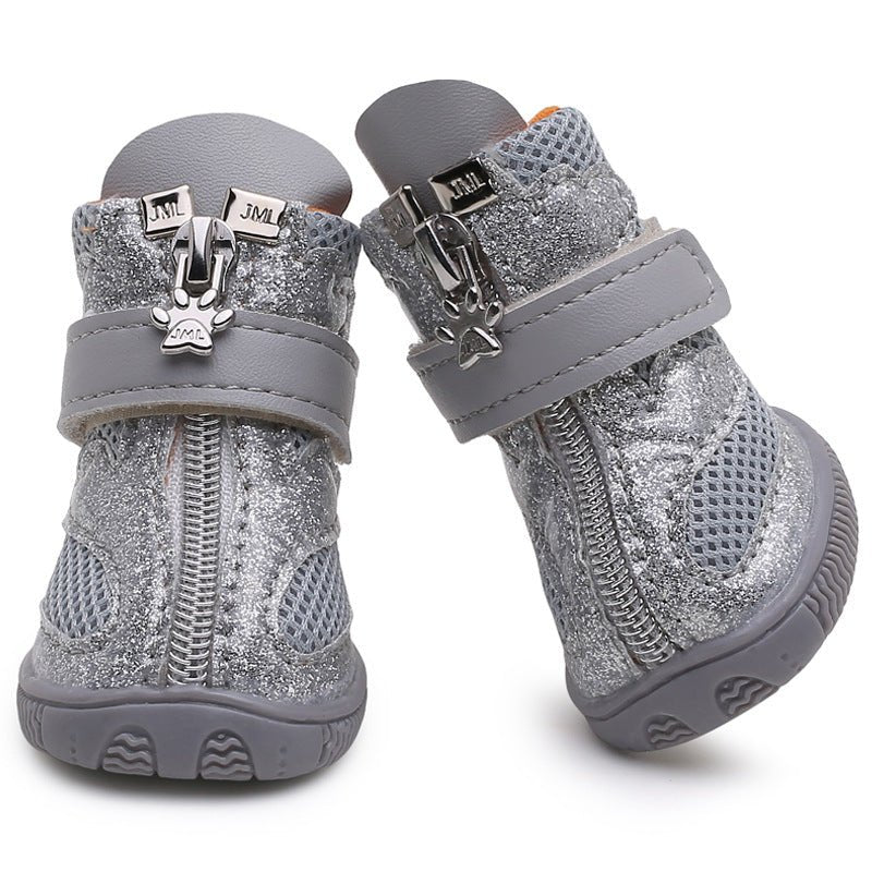 Silver or Silver/Teal Glitter Pet Boots - Pet Panache Boutique
